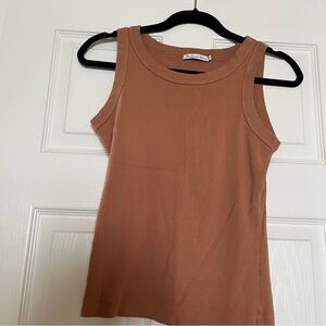 Michael Stars Fitted Brown Tank Top